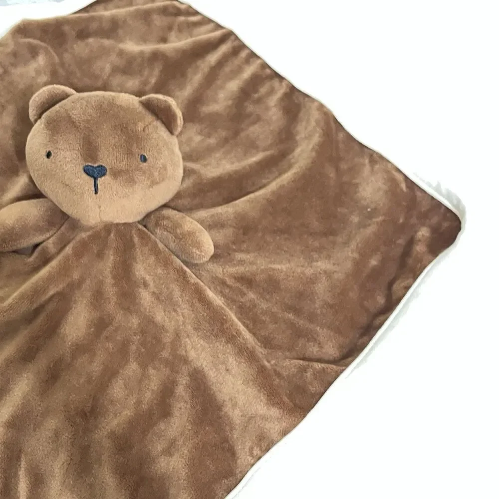 G & W Kids Brown Teddy Bear Velour Security Blanket Lovey Lovie Blankie